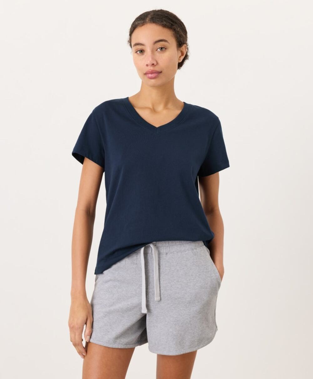 Pact Plus XXL Softspun Essential V-Neck Tee Navy Organic Cotton Short Sleeves